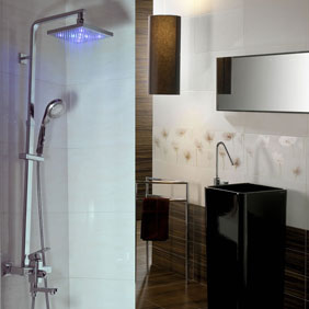 Contemporary Color Changing LED 8 inch Shower Head + Hand Shower Faucet - T331F Contemporary Color Changing LED 8 inch Shower Head + Hand Shower Faucet - T331F