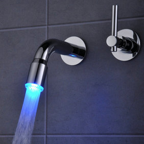 Contemporary Color Changing LED Waterfall Widespread Bathroom Sink Faucet T0460F Contemporary Color Changing LED Waterfall Widespread Bathroom Sink Faucet T0460F