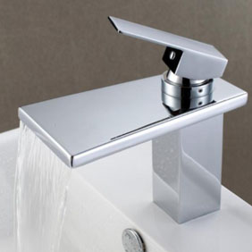 Contemporary Waterfall Bathroom Sink Faucet Chrome Finish T6005 Contemporary Waterfall Bathroom Sink Faucet Chrome Finish T6005