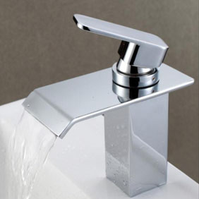 Contemporary Waterfall Bathroom Sink Faucet Chrome Finish T6006 Contemporary Waterfall Bathroom Sink Faucet Chrome Finish T6006