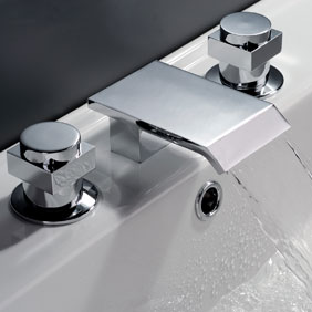 Contemporary Waterfall Bathroom Sink Faucet (Chrome Finish, Widespread) T7003 Contemporary Waterfall Bathroom Sink Faucet (Chrome Finish, Widespread) T7003