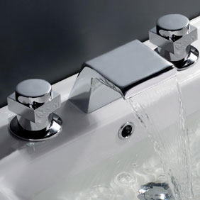 Contemporary Waterfall Bathroom Faucet (Chrome Finish, Widespread) T7005 Contemporary Waterfall Bathroom Faucet (Chrome Finish, Widespread) T7005