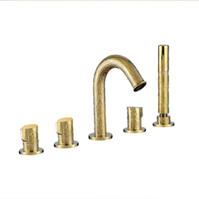 Antique Brass Luxury Widespread Tub Faucet with Hand Shower T0437 Antique Brass Luxury Widespread Tub Faucet with Hand Shower T0437