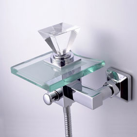 Contemporary Single Handle Wall-mount Waterfall Glass Bathtub Faucet - T0819W Contemporary Single Handle Wall-mount Waterfall Glass Bathtub Faucet - T0819W