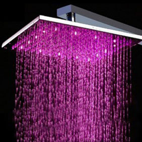 Contemporary Square Chrome Faint LED Light Brass Shower Head - T325 Contemporary Square Chrome Faint LED Light Brass Shower Head - T325