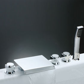 Waterfall Tub Faucet with Hand Shower (Chrome Finish) T7017 Waterfall Tub Faucet with Hand Shower (Chrome Finish) T7017