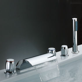 Waterfall Tub Faucet with Hand Shower (Three Handles) T7013 Waterfall Tub Faucet with Hand Shower (Three Handles) T7013