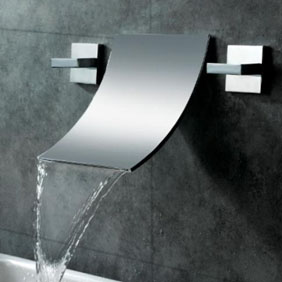 Waterfall Widespread Contemporary Bathroom Sink Faucet (Chrome Finish) T6014A Waterfall Widespread Contemporary Bathroom Sink Faucet (Chrome Finish) T6014A